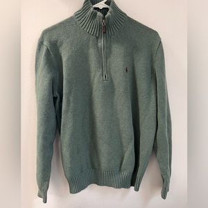 Polo Ralph Lauren Sea green Cotton quarter zip long sleeve sweater S
